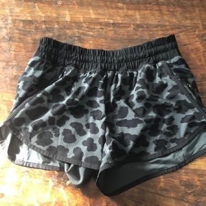black and grey Lululemon tracker shorts
